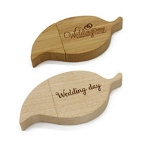 HKM-883731 Creative Wooden Leaf USB Flash Drive - USB 2.0, 20MB/s Read Speed, Write Protection Switch