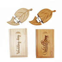HKM-883731 Creative Wooden Leaf USB Flash Drive - USB 2.0, 20MB/s Read Speed, Write Protection Switch