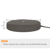 HKM-883923 Set of 4 Machine Washable Round Seat Cushions with Zipper - Dark Gray, 15 x 15 x 3 Inches for Dining Bistro Chairs