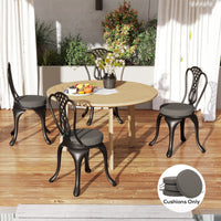 HKM-883923 Set of 4 Machine Washable Round Seat Cushions with Zipper - Dark Gray, 15 x 15 x 3 Inches for Dining Bistro Chairs