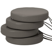 HKM-883923 Set of 4 Machine Washable Round Seat Cushions with Zipper - Dark Gray, 15 x 15 x 3 Inches for Dining Bistro Chairs