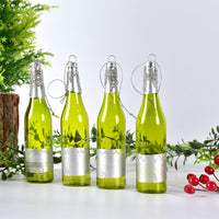 HKM-883987 Wine Bottle and Donut Glass Pendant Decoration in Golden Yellow and Green for Holiday Displays