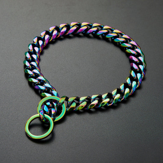 HKM-884051 Stainless Steel Color Plated Dog Chain - Adjustable from 12 to 28 Inches