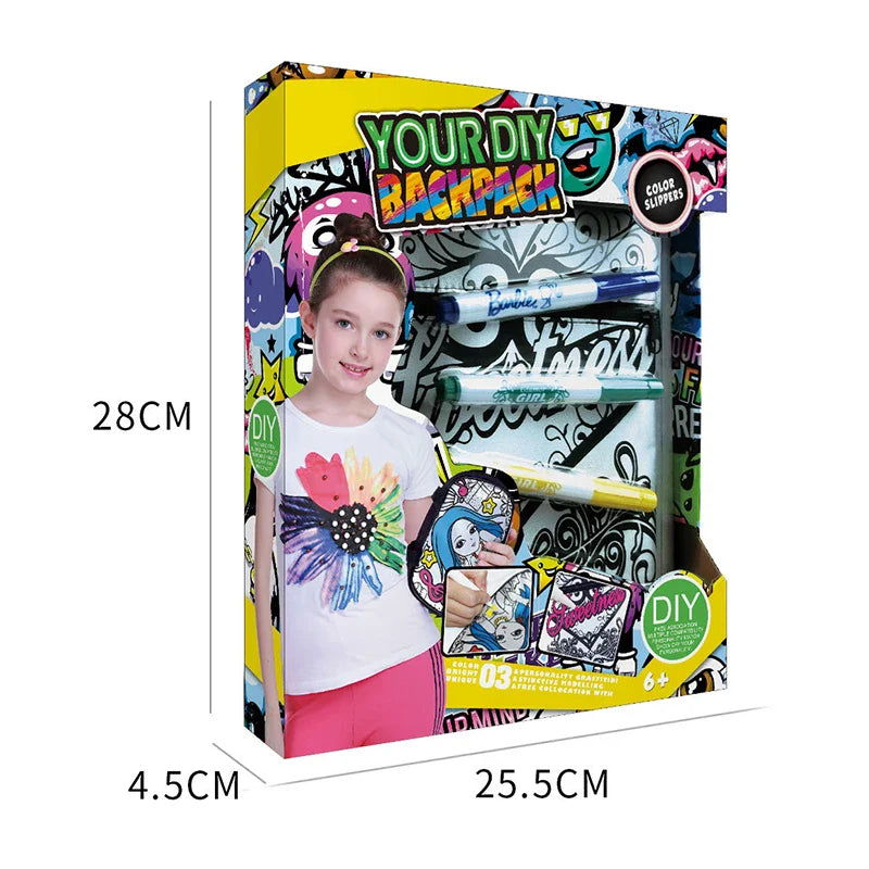 HKM-884115 Colorful DIY Kids Drawing Toys Tote Bag - Educational Graffiti Messenger for Creative Play