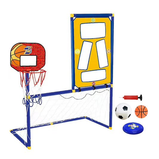 3 in 1 Pretend Play Sports Toy - Basketball, Football, and Flying Disc Game for Children