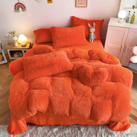 HKM-884371 Mink Fur Fabric Coral Fleece Bedding Set - 4-Piece for 1.5m, 1.8m, and 2.0m Beds