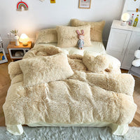 HKM-884371 Mink Fur Fabric Coral Fleece Bedding Set - 4-Piece for 1.5m, 1.8m, and 2.0m Beds