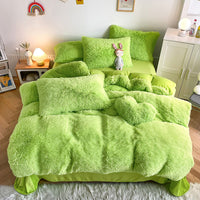 HKM-884371 Mink Fur Fabric Coral Fleece Bedding Set - 4-Piece for 1.5m, 1.8m, and 2.0m Beds