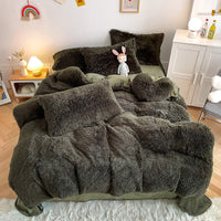 HKM-884371 Mink Fur Fabric Coral Fleece Bedding Set - 4-Piece for 1.5m, 1.8m, and 2.0m Beds