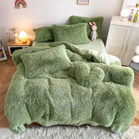 HKM-884371 Mink Fur Fabric Coral Fleece Bedding Set - 4-Piece for 1.5m, 1.8m, and 2.0m Beds