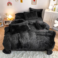 HKM-884371 Mink Fur Fabric Coral Fleece Bedding Set - 4-Piece for 1.5m, 1.8m, and 2.0m Beds