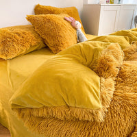HKM-884371 Mink Fur Fabric Coral Fleece Bedding Set - 4-Piece for 1.5m, 1.8m, and 2.0m Beds
