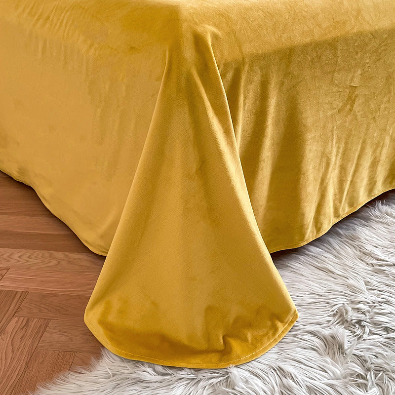 HKM-884371 Mink Fur Fabric Coral Fleece Bedding Set - 4-Piece for 1.5m, 1.8m, and 2.0m Beds