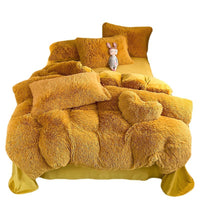 HKM-884371 Mink Fur Fabric Coral Fleece Bedding Set - 4-Piece for 1.5m, 1.8m, and 2.0m Beds