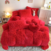 HKM-884371 Mink Fur Fabric Coral Fleece Bedding Set - 4-Piece for 1.5m, 1.8m, and 2.0m Beds