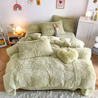 HKM-884371 Mink Fur Fabric Coral Fleece Bedding Set - 4-Piece for 1.5m, 1.8m, and 2.0m Beds