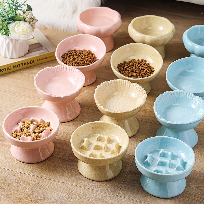 HKM-884563 Large Diameter Ceramic Cat Bowl - Anti-Tumble Design, Multiple Color Options