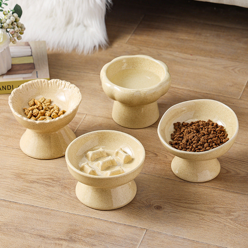 HKM-884563 Large Diameter Ceramic Cat Bowl - Anti-Tumble Design, Multiple Color Options