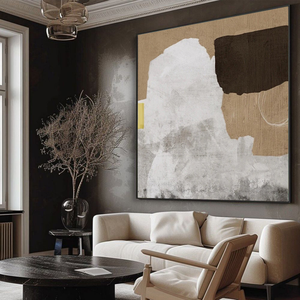 HKM-884627 Handmade Abstract Oil Painting on Canvas for Modern Home Decor - Unstretched and Frameless Art