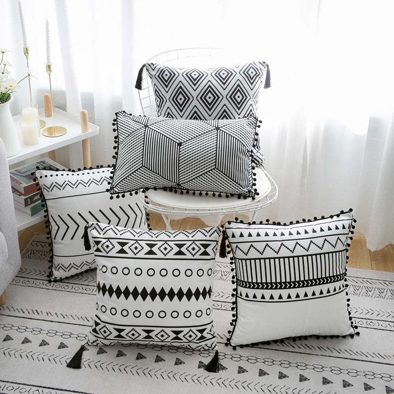 HKM-884755 Nordic Geometric Patterned Cushion Cover in Blended Fabric - 45cm x 45cm / 30cm x 60cm
