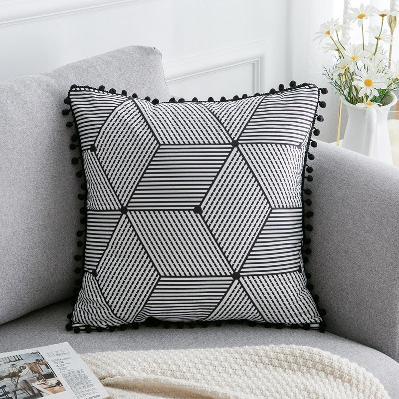 HKM-884755 Nordic Geometric Patterned Cushion Cover in Blended Fabric - 45cm x 45cm / 30cm x 60cm