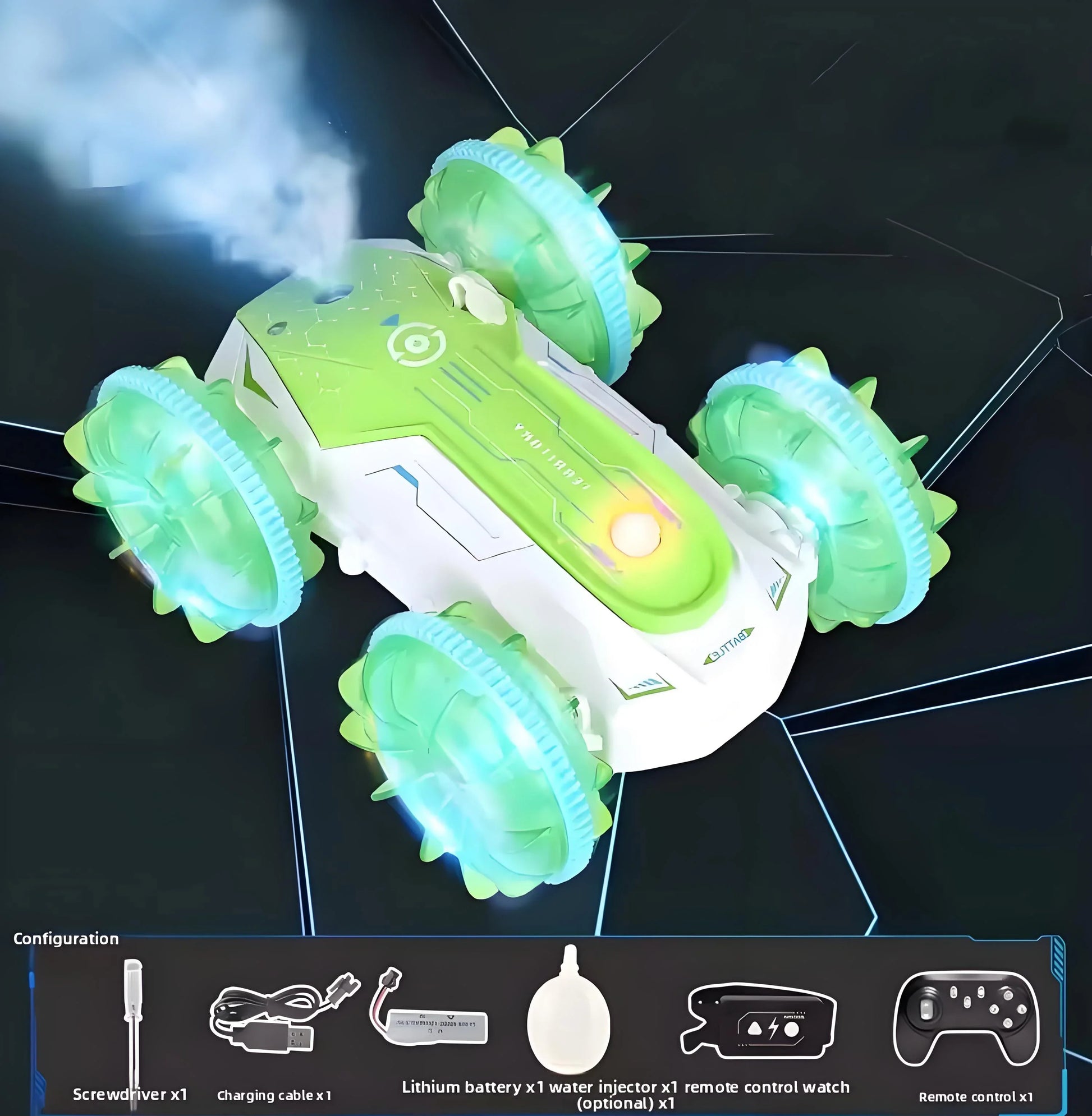 HKM-884947 Amphibious 4x4 Remote Control Car with Lights and Gesture Control, Multi-Terrain 360 Degree Rotation