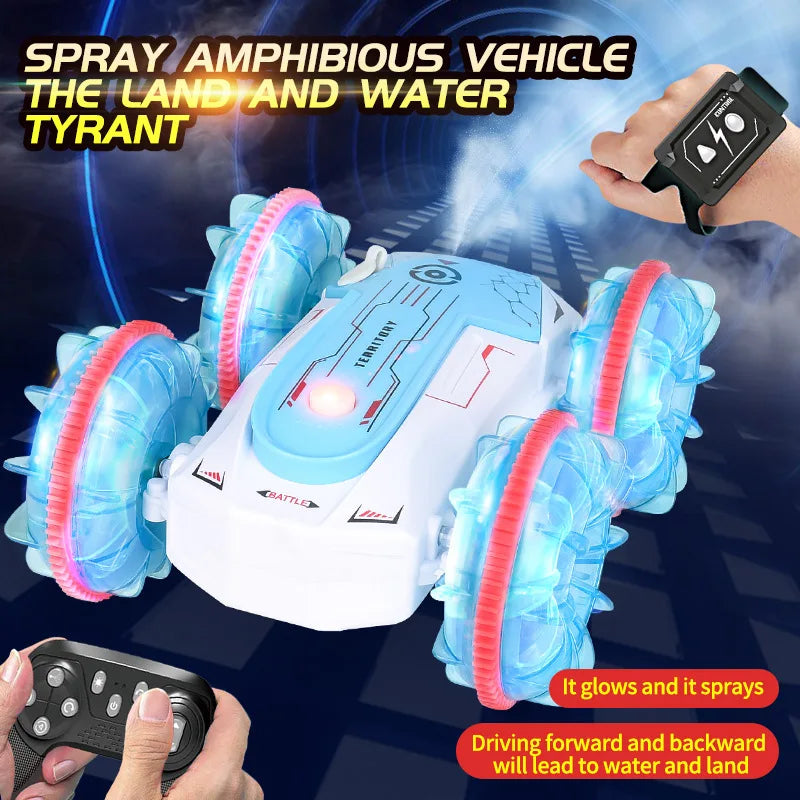 HKM-884947 Amphibious 4x4 Remote Control Car with Lights and Gesture Control, Multi-Terrain 360 Degree Rotation