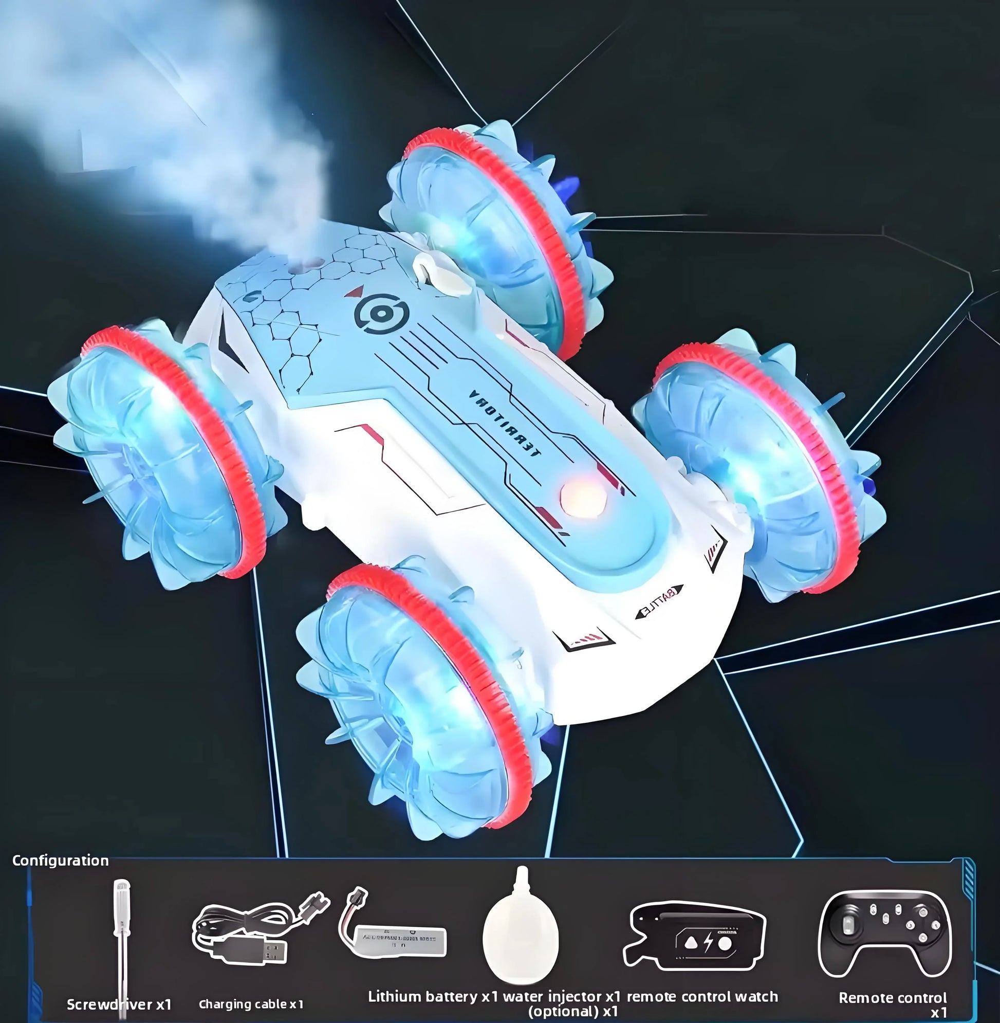 HKM-884947 Amphibious 4x4 Remote Control Car with Lights and Gesture Control, Multi-Terrain 360 Degree Rotation