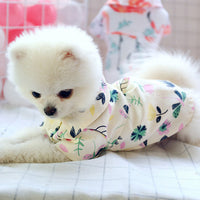 HKM-884947 Summer Casual Cute Shirt for Small Dogs in Flamingo Flower Dragonfly Design, Sizes XS-XL