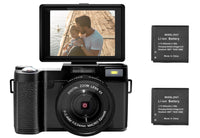 HKM-885267 30MP HD 27K Digital Camera with Flip HD Screen, 3-Inch LCD, Dual Battery, Wide-Angle Lens Included