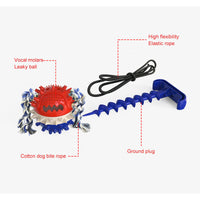 HKM-885331 Outdoor Dog Ground Nail with Towing Rope - TPR Traction Toy in Blue, Green, and Yellow