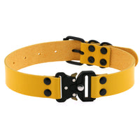 HKM-885395 Creative Adjustable Leather Release Buckle Collar Necklace for Unisex Fashion