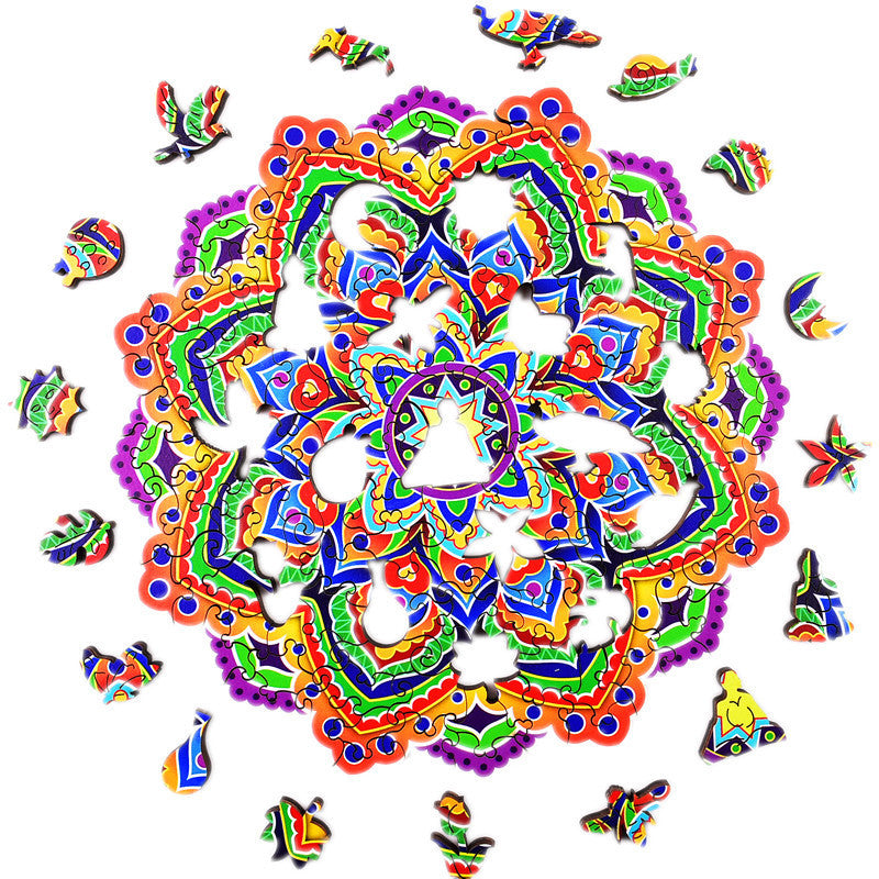 HKM-885395 Mandala Irregular Wooden Puzzle for Ages 7-14 – Fun and Engaging Learning Toy
