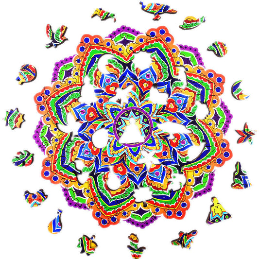 HKM-885395 Mandala Irregular Wooden Puzzle for Ages 7-14 – Fun and Engaging Learning Toy