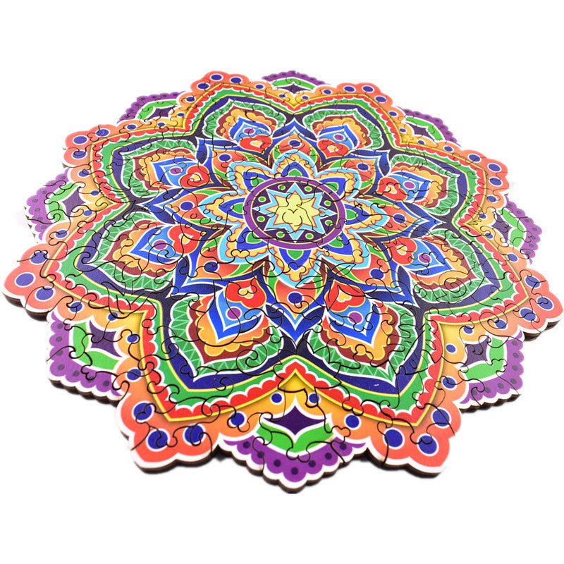 HKM-885395 Mandala Irregular Wooden Puzzle for Ages 7-14 – Fun and Engaging Learning Toy