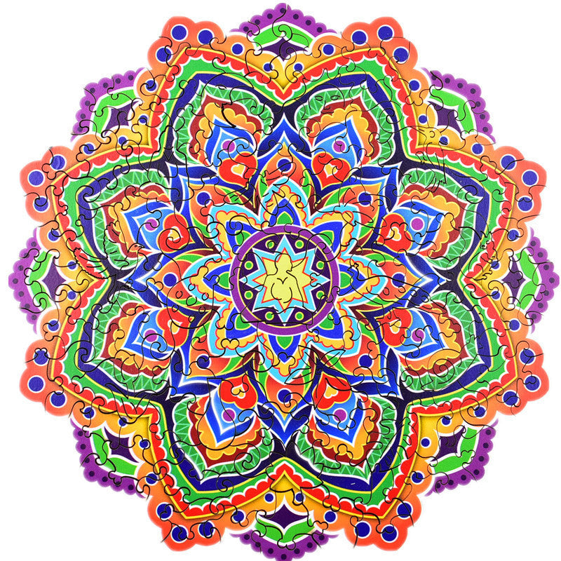 HKM-885395 Mandala Irregular Wooden Puzzle for Ages 7-14 – Fun and Engaging Learning Toy