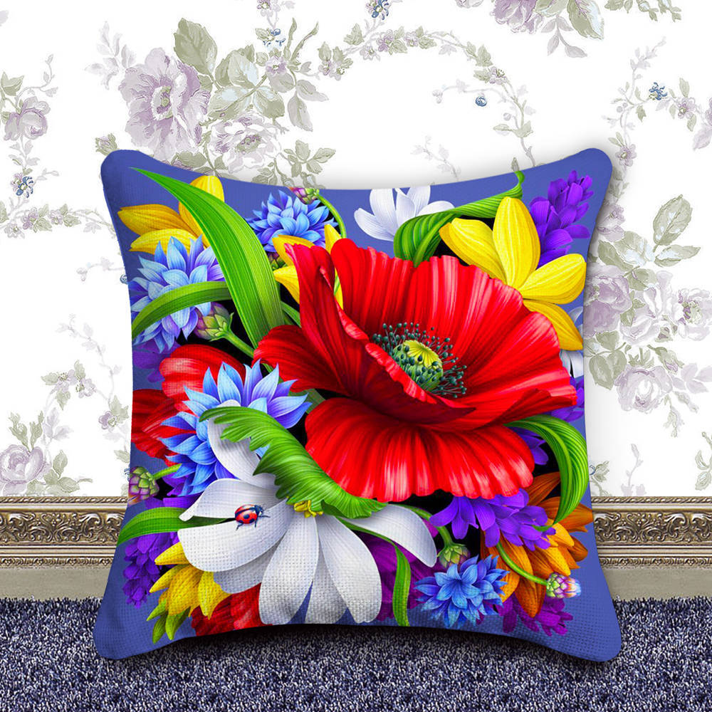 HKM-885459 Diamond Art DIY Pillowcase - Handmade Cotton Cushion Cover, 40x40cm