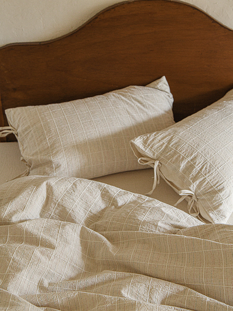 HKM-885523 Breathable Cotton and Linen Jacquard Bedding Set, Four Pieces for All Seasons