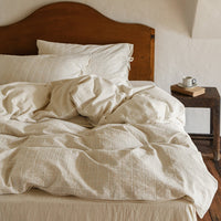 HKM-885523 Breathable Cotton and Linen Jacquard Bedding Set, Four Pieces for All Seasons