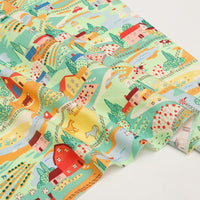 HKM-885523 Cute Cartoon Car and House Fabric - Plain Weave Cotton, 45cm x 110cm