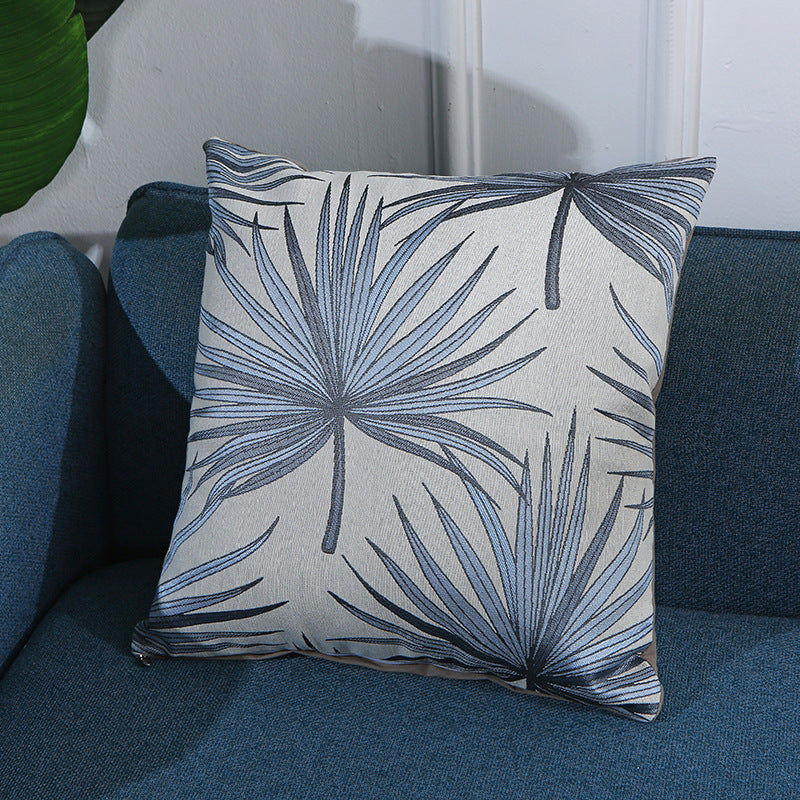HKM-885587 Fan Leaf Jacquard Cotton Pillowcase - 43x43 cm Home Decor Accent