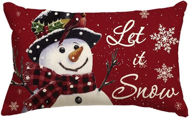 HKM-885651 Christmas Themed Simple Linen Pillow Cover for Home Sofa Decoration