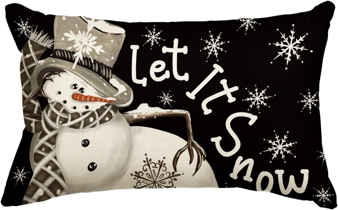 HKM-885651 Christmas Themed Simple Linen Pillow Cover for Home Sofa Decoration