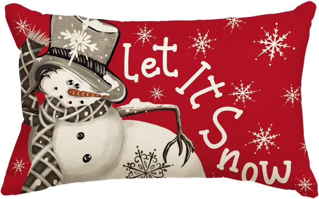 HKM-885651 Christmas Themed Simple Linen Pillow Cover for Home Sofa Decoration