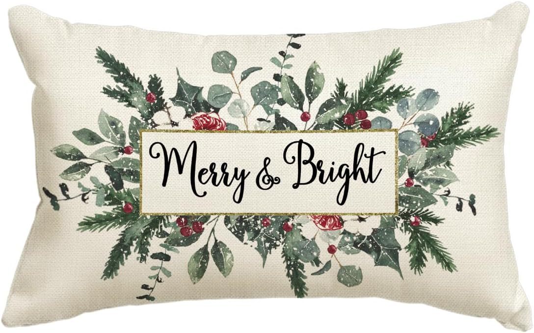 HKM-885651 Christmas Themed Simple Linen Pillow Cover for Home Sofa Decoration