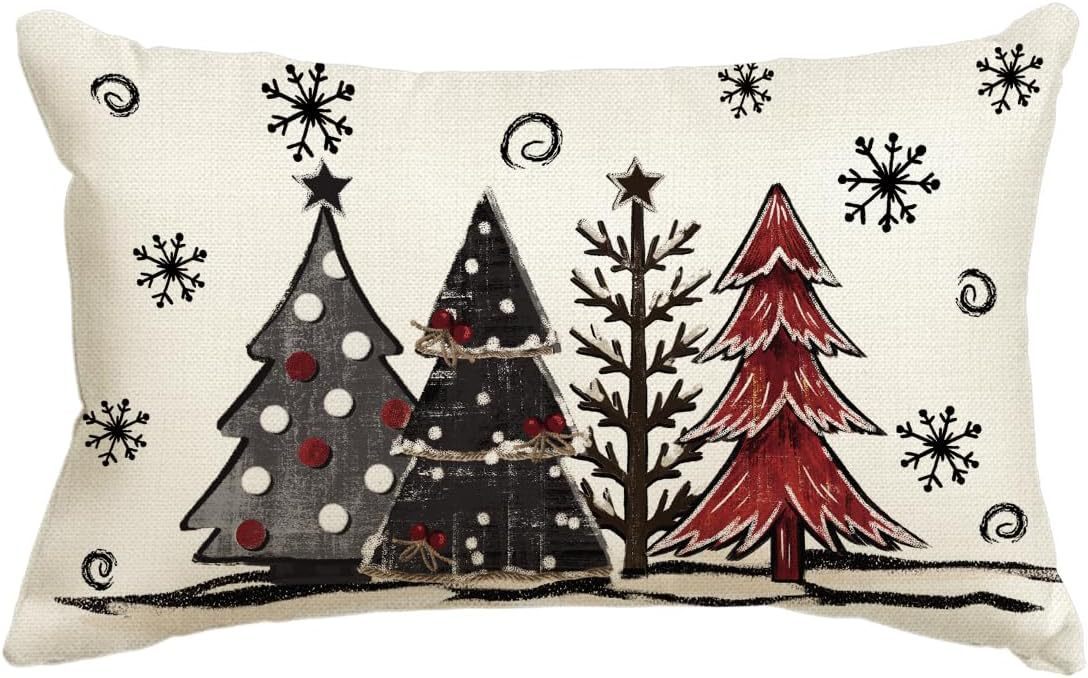 HKM-885651 Christmas Themed Simple Linen Pillow Cover for Home Sofa Decoration
