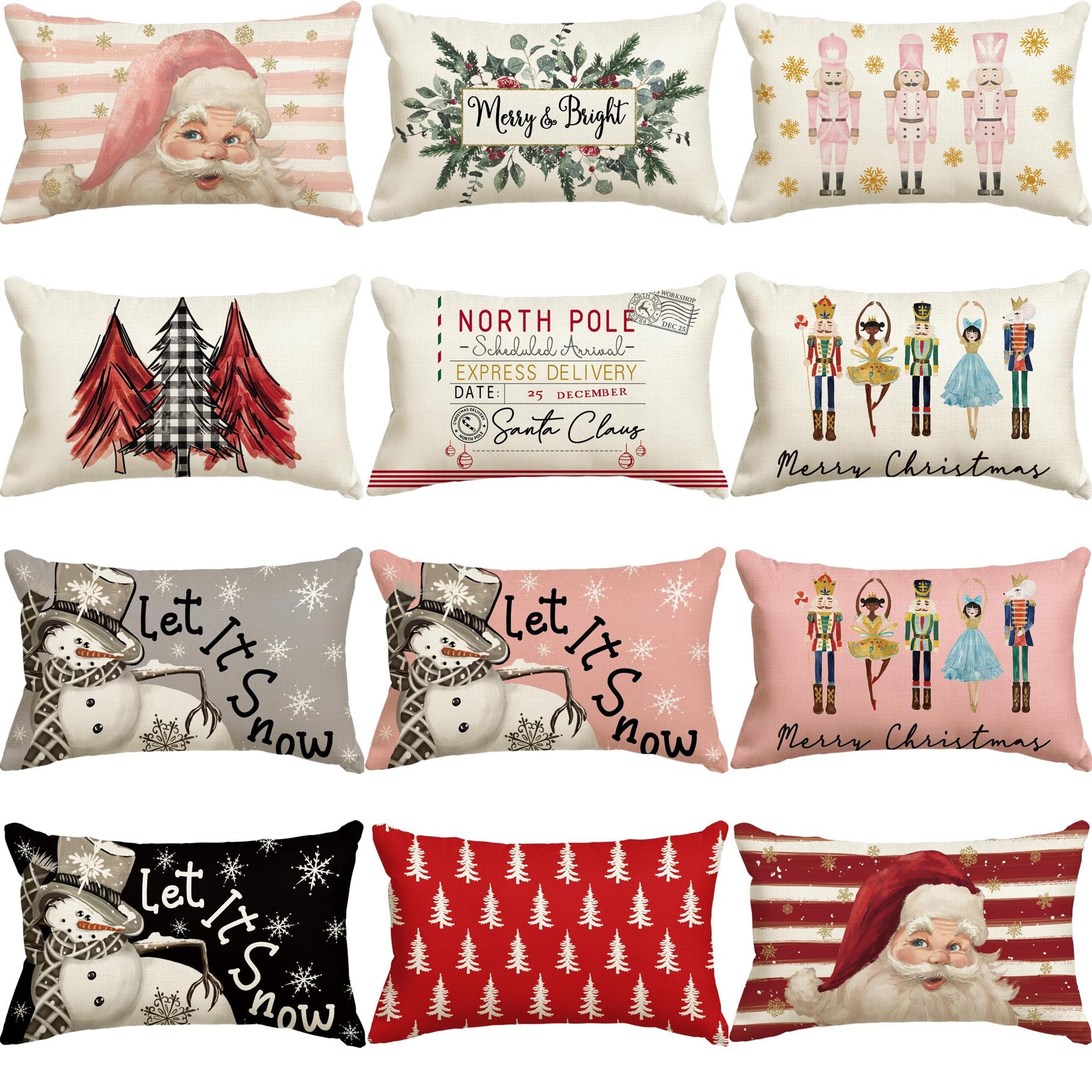 HKM-885651 Christmas Themed Simple Linen Pillow Cover for Home Sofa Decoration