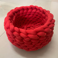 HKM-885651 Soft Plush Cat Bed with Cushion – Cozy Round Pet Nest for Cats and Small Dogs