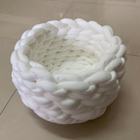 HKM-885651 Soft Plush Cat Bed with Cushion – Cozy Round Pet Nest for Cats and Small Dogs