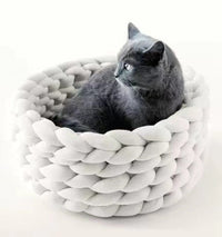 HKM-885651 Soft Plush Cat Bed with Cushion – Cozy Round Pet Nest for Cats and Small Dogs